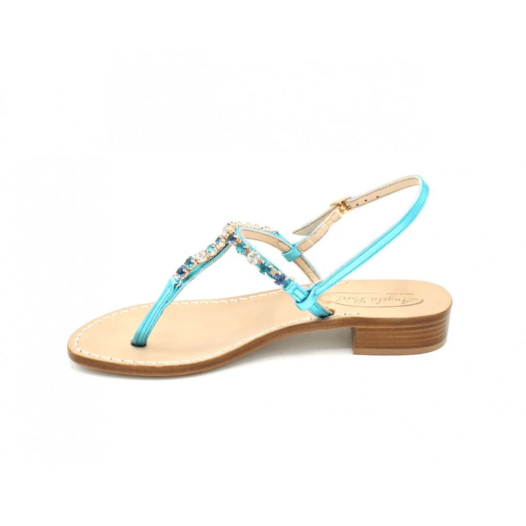 Sandali Artigianali gioiello donna in cuoio Capri Blu