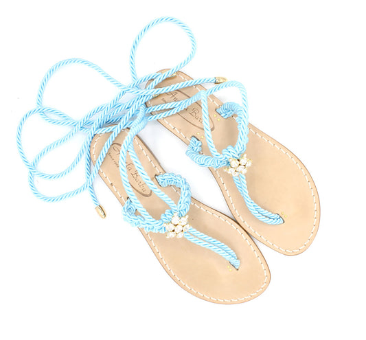 Sandali artigianali Dani alla schiava con cristalli capresi cuoio