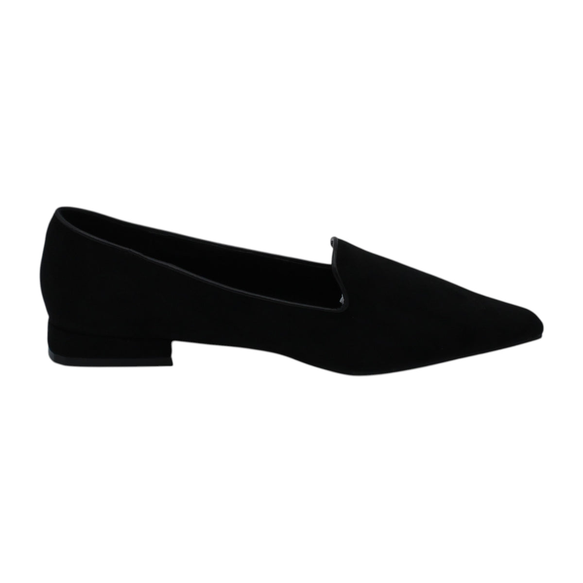 K13911_N - Ballerine -KEYS Mocassino Donna Nero in Camoscio a Punta con Tacco Basso