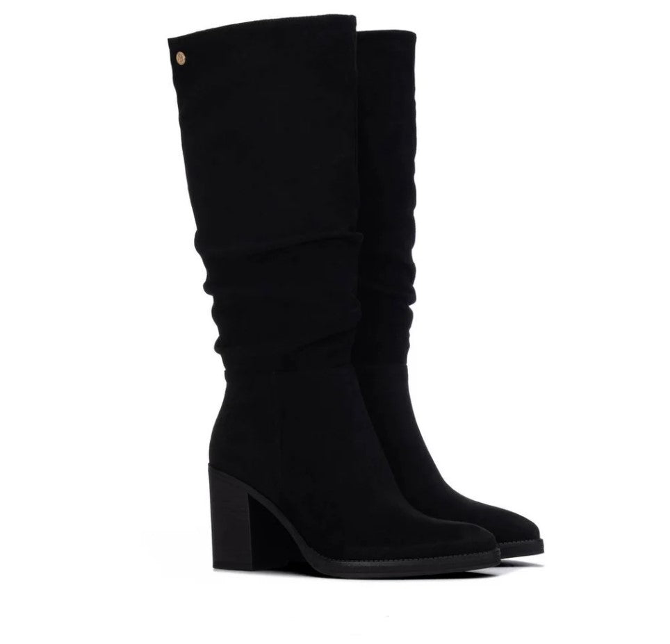 146529_N - Stivali - XTI Donna Neri in Camoscio Vegan Shoes con Tacco Largo