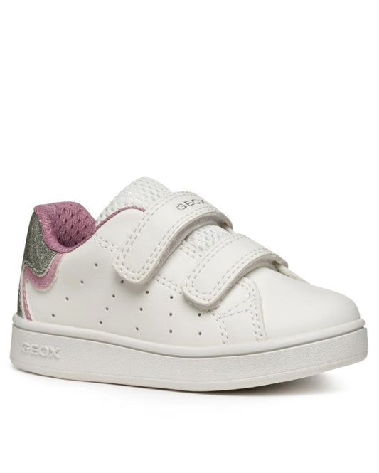 B365MA 0BCKC C0674 - Sneakers - GEOX Scarpe Bambina Bianco/Rosa con Glitter e Strappo
