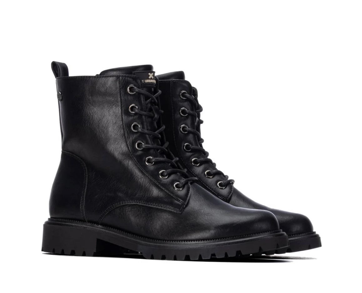 146243 - Stivaletti - Anfibi Donna con Lacci e Cerniera in Eco Pelle Nera – XTI Vegan