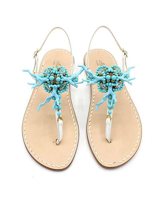 Sandali Artigianali da donna in cuoio capresi Corallo