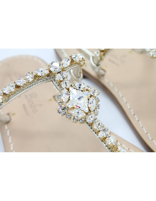 Sandali Artigianali da donna in cuoio gioiello fatti a mano moda Capri Positano Swarovski