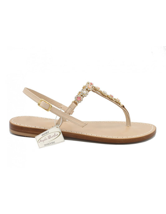 Sandali Artigianali da donna in cuoio gioiello fatti a mano moda Capri Positano Swarovski