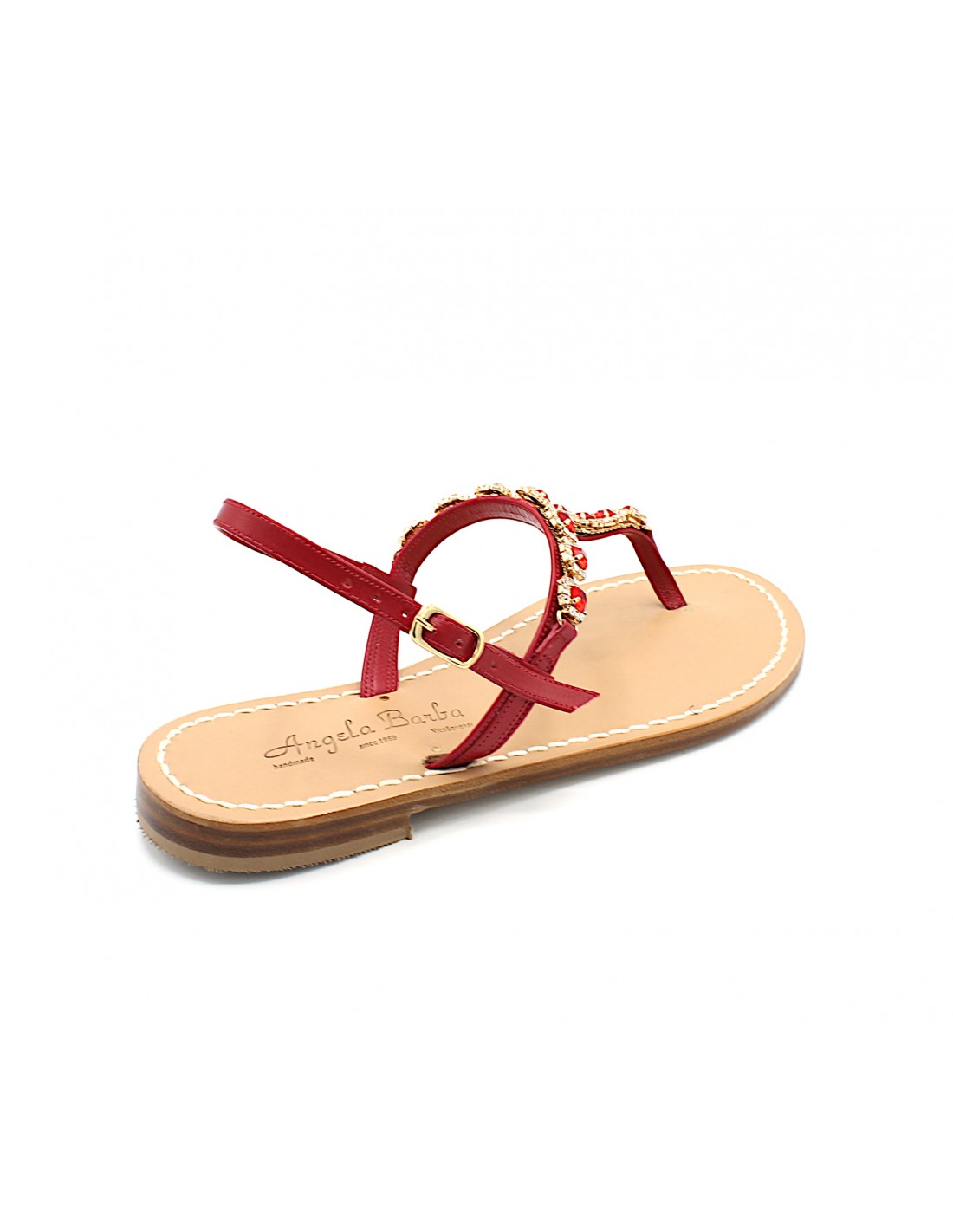 Sandali Artigianali gioiello infradito caprese rosso Penelope