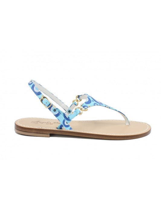 Sandali Artigianali in cuoio da donna fatti a mano moda capri positano Azzurro