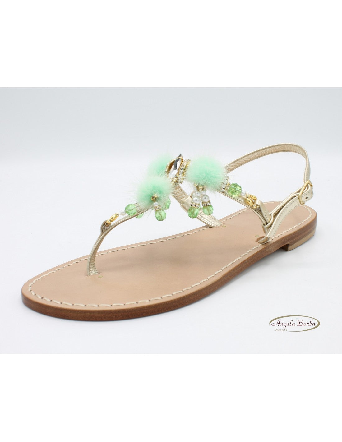 Sandali Artigianali in cuoio da donna moda capri positano gioiello pom pom capresi
