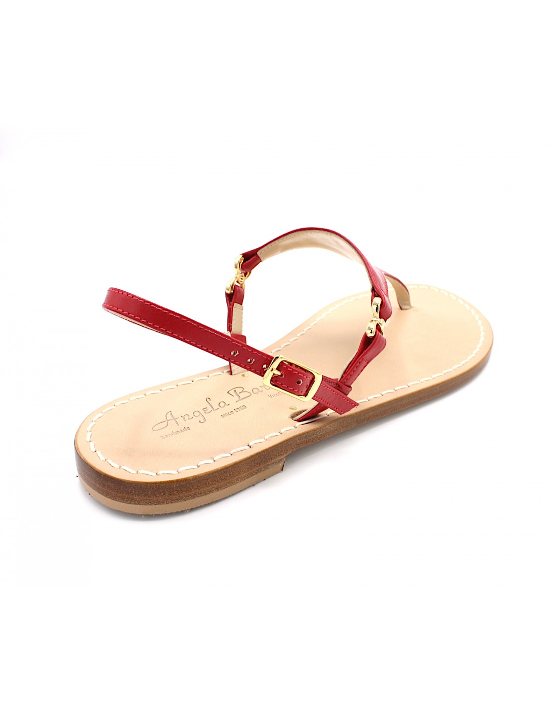 Sandali Artigianali in cuoio da donna moda capri positano Rosso capresi