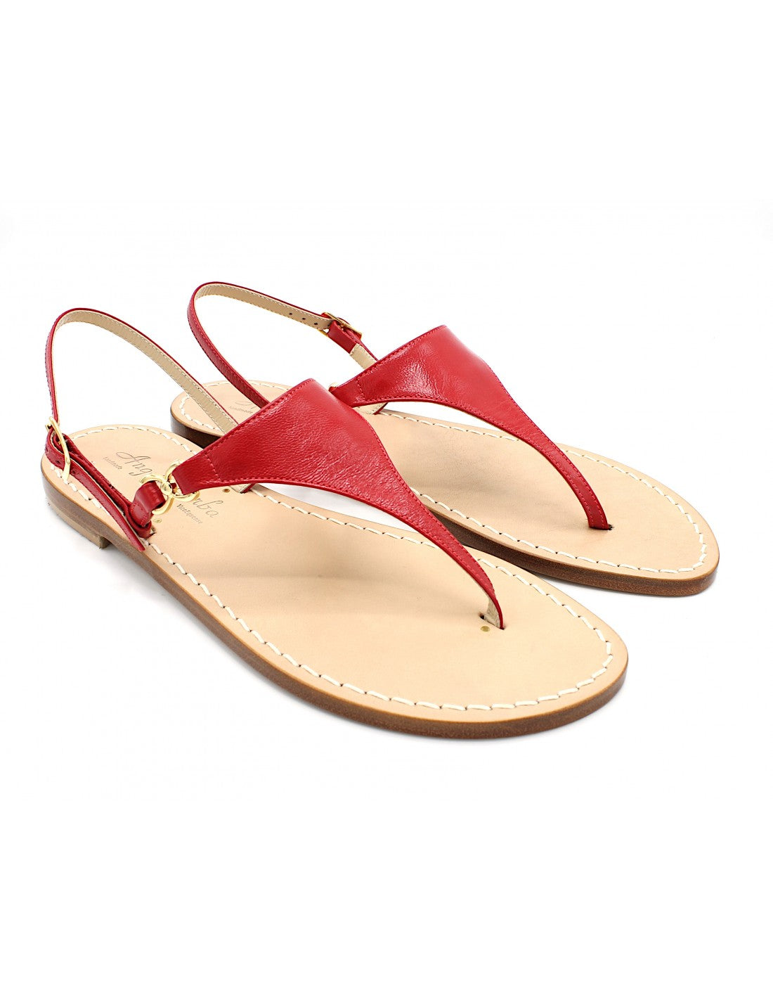 Sandali Artigianali in cuoio da donna moda capri positano Rosso capresi
