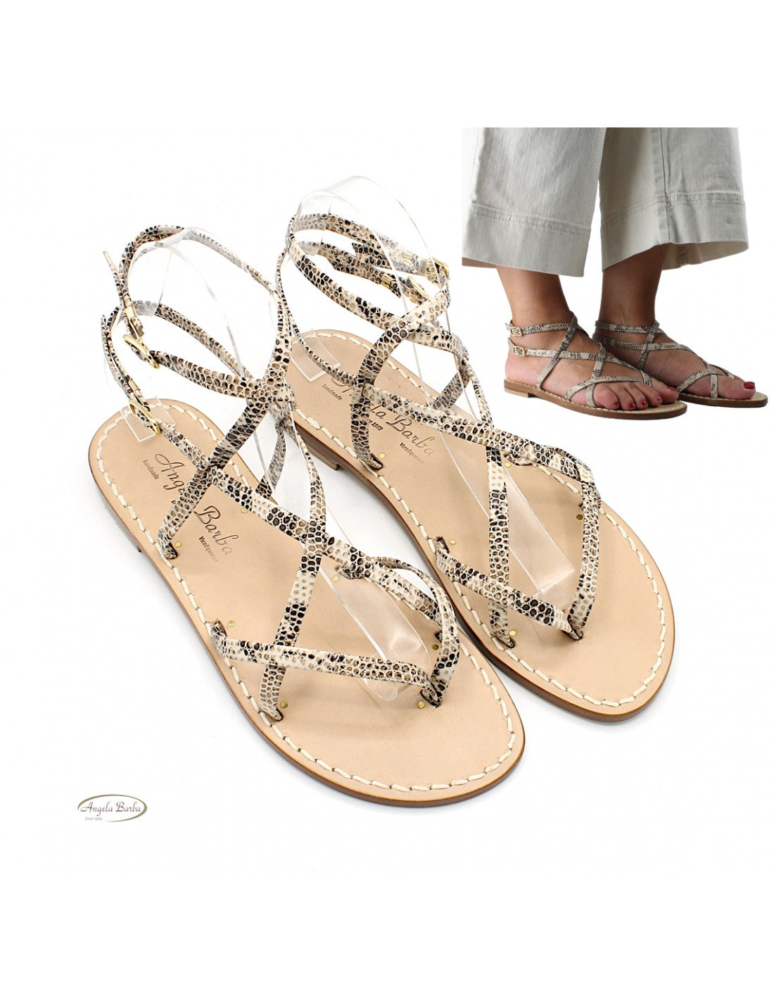 Sandali da donna artigianali capresi infradito bassi gladiatore alla schiava