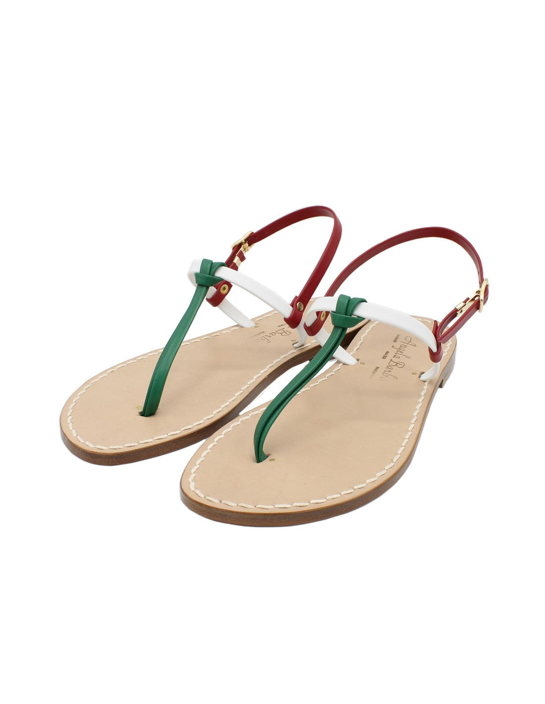 Sandali da donna artigianali in cuoio bassi fatti a mano moda Capri