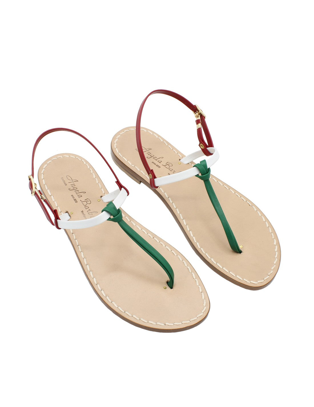 Sandali da donna artigianali in cuoio bassi fatti a mano moda Capri