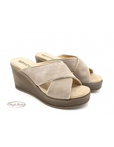 Igi & Co sandali da donna con zeppa alta in camoscio pantofole Taupe5180722