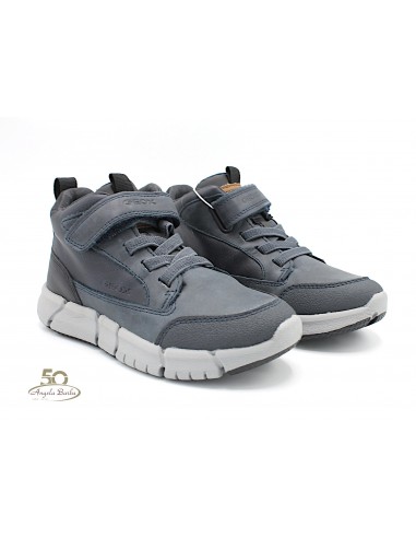 Geox scarpe da bambino sneakers alte con lacci elastici in pelle grigio J949BA