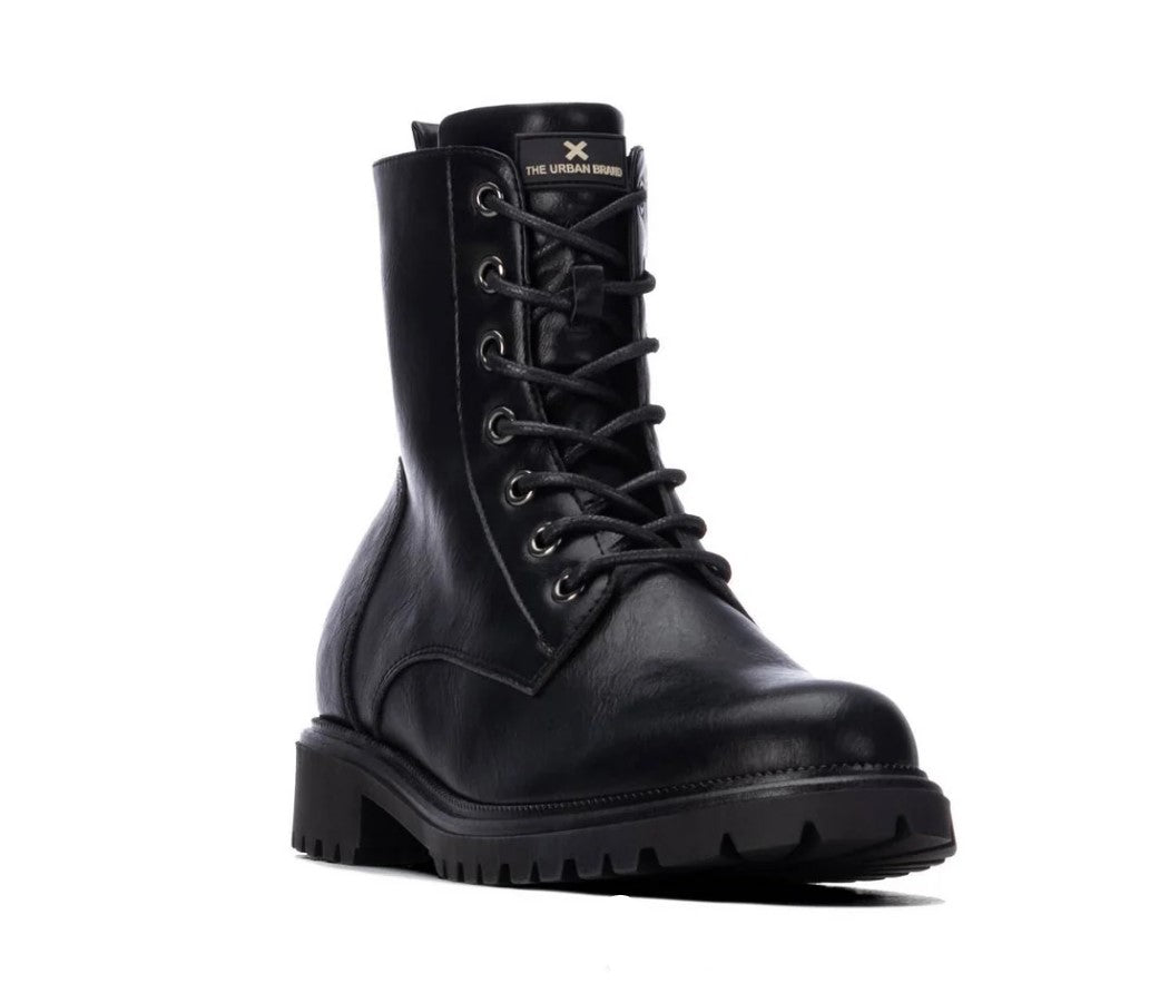 146243 - Stivaletti - Anfibi Donna con Lacci e Cerniera in Eco Pelle Nera – XTI Vegan