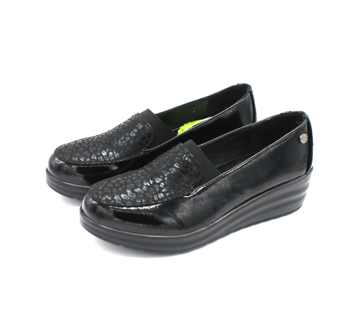 AMD31047_N - Mocassini - Amarpies Scarpe da Donna Comode con Zeppa e Dettagli Animalier – Nero