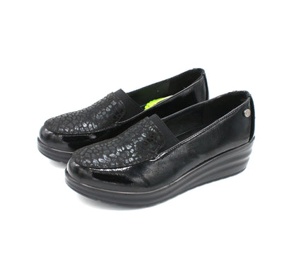 AMD31047_N - Mocassini - Amarpies Scarpe da Donna Comode con Zeppa e Dettagli Animalier – Nero