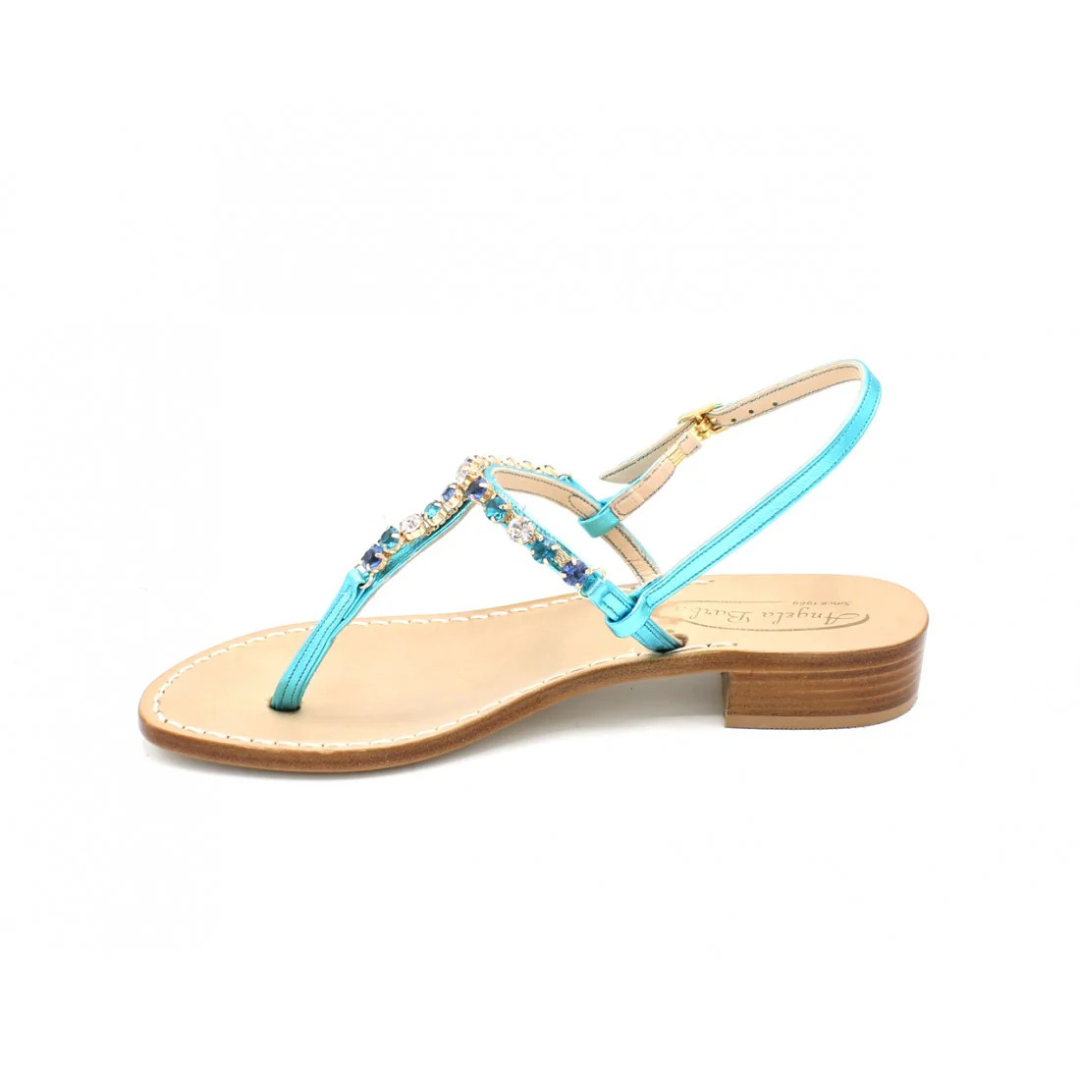 Sandali Artigianali gioiello donna in cuoio Capri Blu
