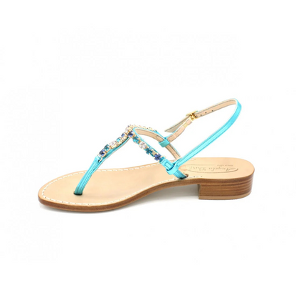 Sandali Artigianali gioiello donna in cuoio Capri Blu