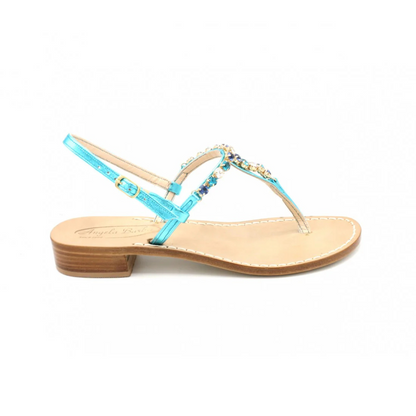 Sandali Artigianali gioiello donna in cuoio Capri Blu