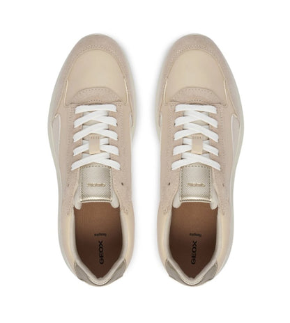 D65YNA 05422 C5V1Z - Sleakers - Scarpe Donna Geox Plummery Beige Chiaro in Materiale Tecnico e Scamosciato