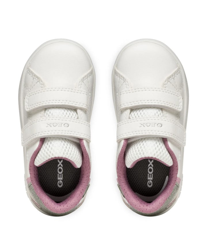 B365MA 0BCKC C0674 - Sneakers - GEOX Scarpe Bambina Bianco/Rosa con Glitter e Strappo
