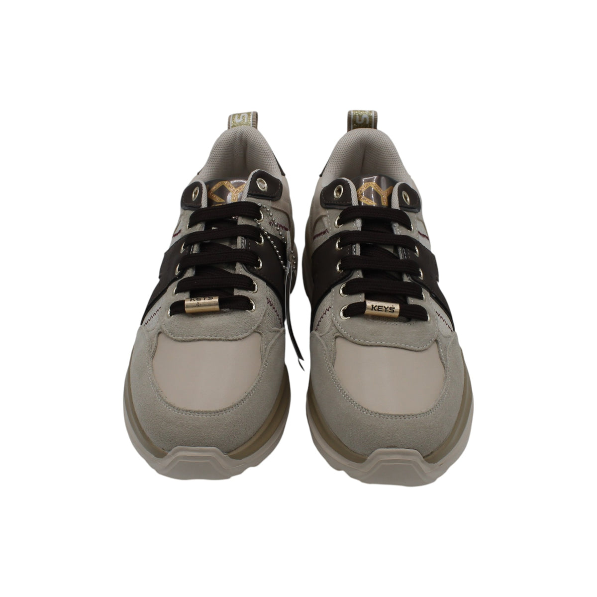K13501_B - Sneakers - KEYS Scarpe Donna Beige e Marrone con Suola Rialzata