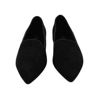 K13911_N - Ballerine -KEYS Mocassino Donna Nero in Camoscio a Punta con Tacco Basso