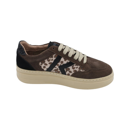 Sneakers KEYS donna in camoscio marrone con dettaglio posteriore nero