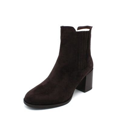 K13623_TM - Stivaletti - Keys tronchetti donna marrone scuro con tacco e cerniera