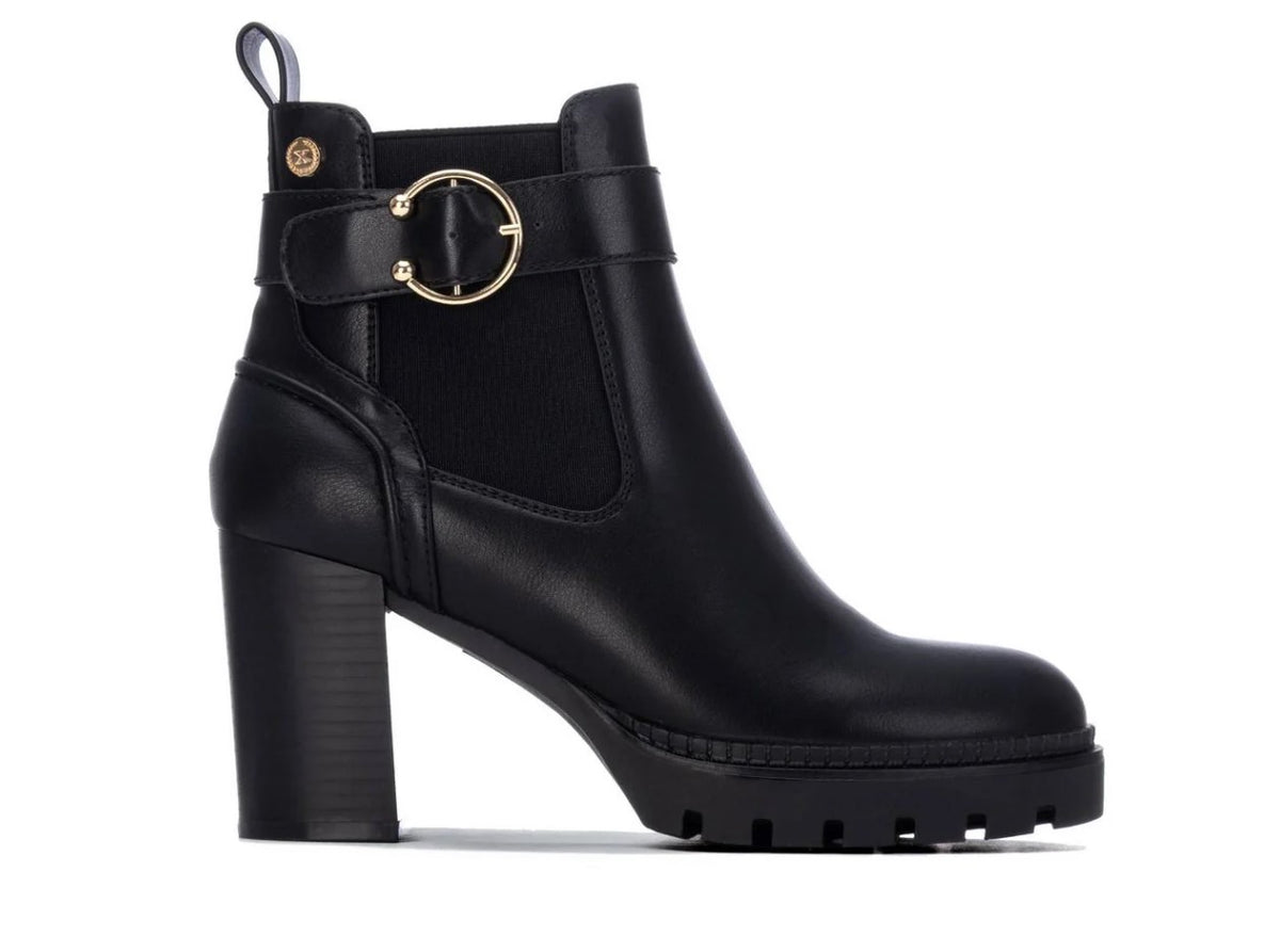 146044 - Stivaletti - Teonchetti Donna XTI Neri in Ecopelle con Tacco Alto e Plateau
