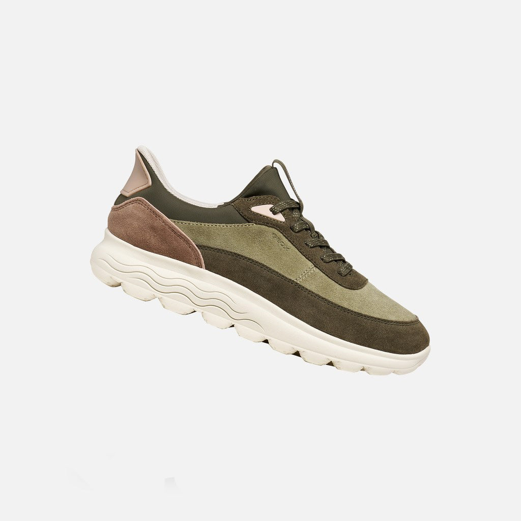 Geox Spherica Plus Donna Verde Sage/Military – Sneaker Comfort con Suola Ammortizzata