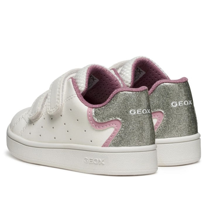 B365MA 0BCKC C0674 - Sneakers - GEOX Scarpe Bambina Bianco/Rosa con Glitter e Strappo
