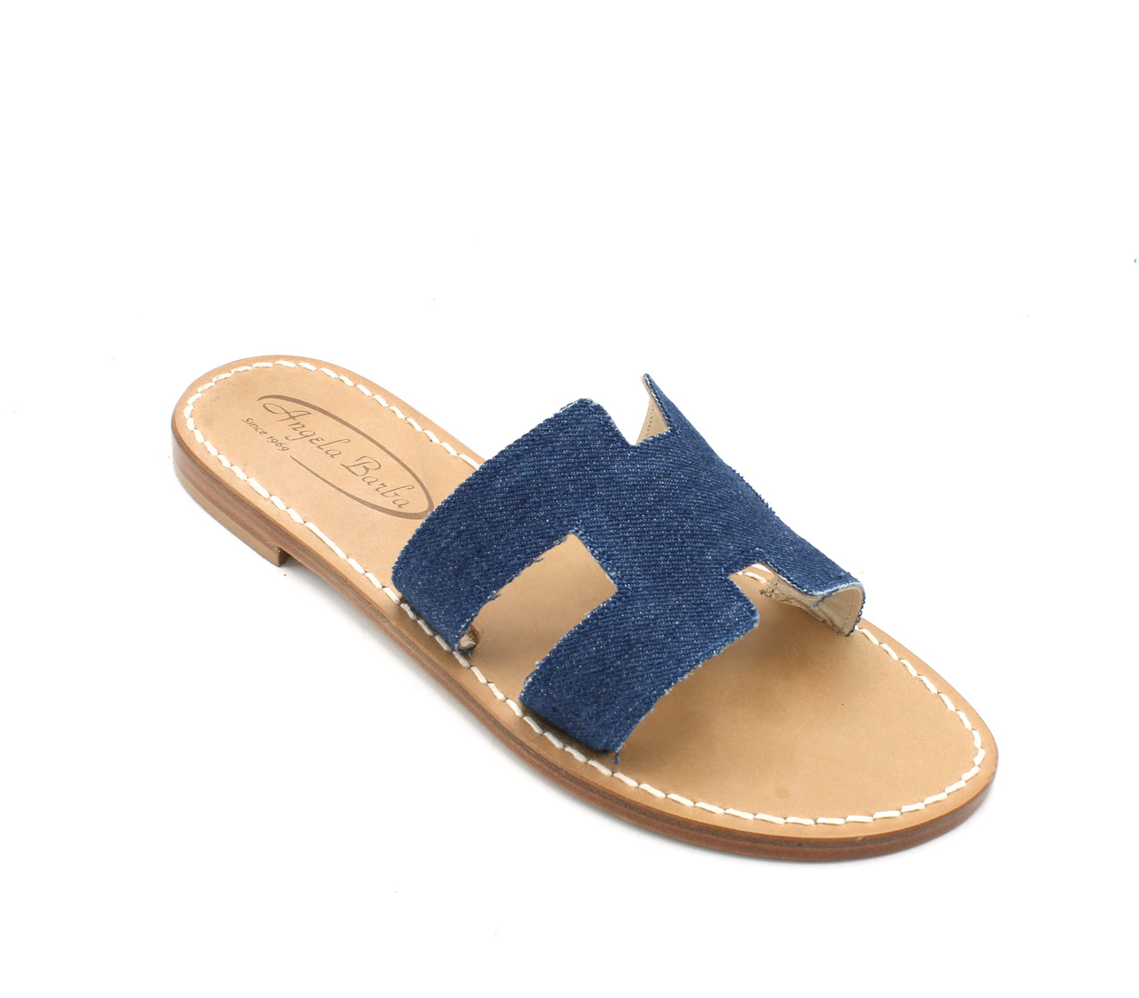 Sandali Artigianali donna ciabatta bassa in jeans denim capresi
