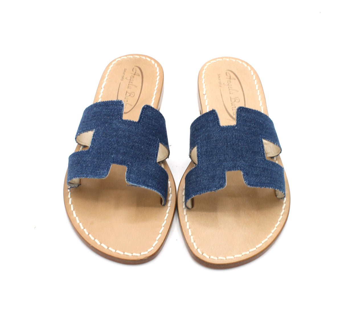 Sandali Artigianali donna ciabatta bassa in jeans denim capresi