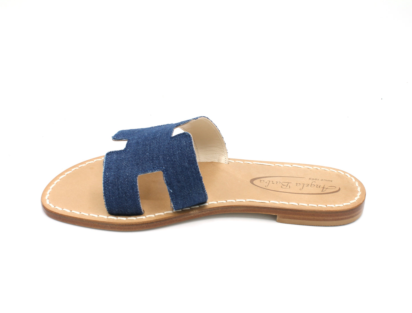 Sandali Artigianali donna ciabatta bassa in jeans denim capresi