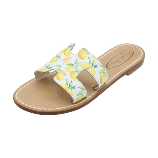 Sandali Artigianali in pelle bassi ciabatta donna cuoio Capri Positano capresi Limone
