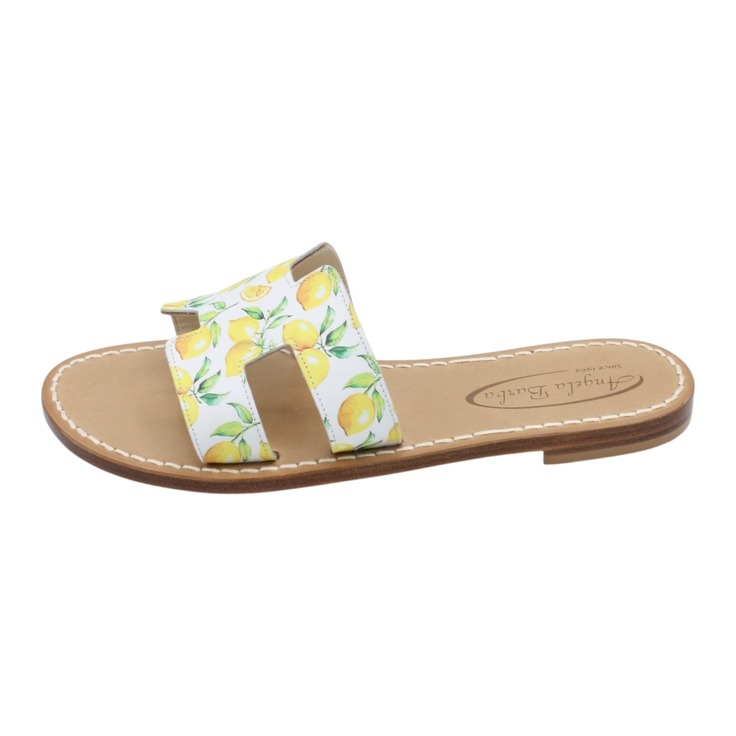 Sandali Artigianali in pelle bassi ciabatta donna cuoio Capri Positano capresi Limone