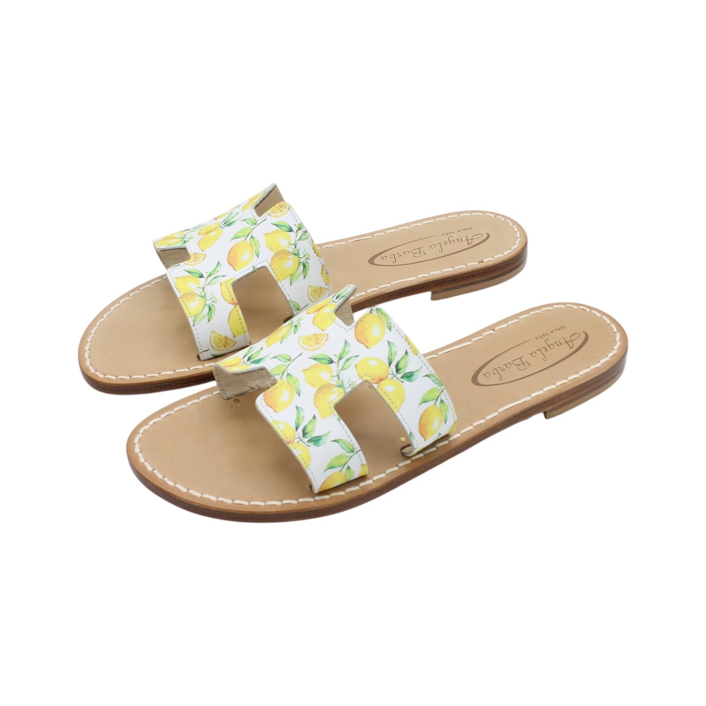 Sandali Artigianali in pelle bassi ciabatta donna cuoio Capri Positano capresi Limone