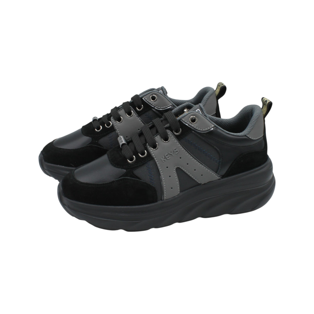 K13501_N - Sneakers - KEYS Scarpe Donna Nere con Suola Rialzata – Sportive e Casual