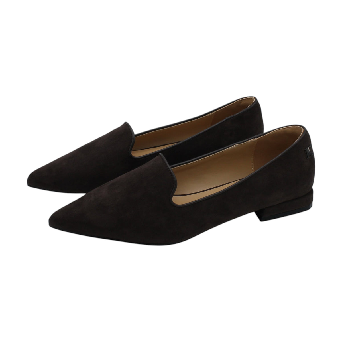 K13911_M - Ballerine - KEYS Mocassino Donna Marrone in Camoscio a Punta con Tacco Basso