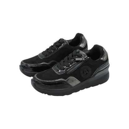 AMD31051_N - Sneakers - Amarpies Scarpe da Donna Comode con Zip e Lacci – Nero