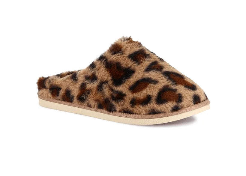 Grunland Pantofole leopardate effetto peluche a punta chiusa - CI3457