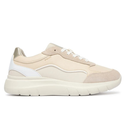 D65YNA 05422 C5V1Z - Sleakers - Scarpe Donna Geox Plummery Beige Chiaro in Materiale Tecnico e Scamosciato