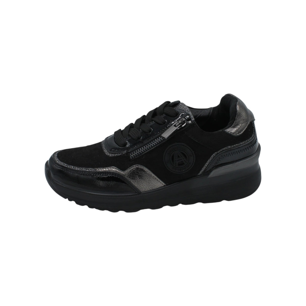 AMD31051_N - Sneakers - Amarpies Scarpe da Donna Comode con Zip e Lacci – Nero