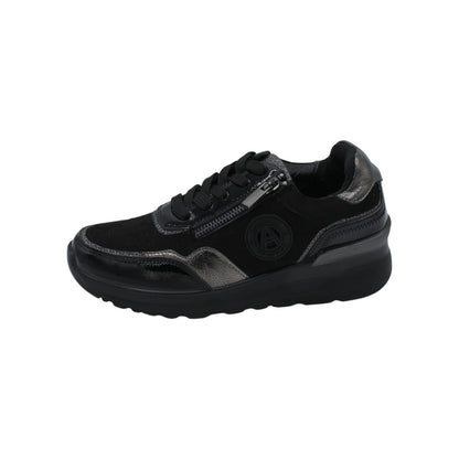 AMD31051_N - Sneakers - Amarpies Scarpe da Donna Comode con Zip e Lacci – Nero