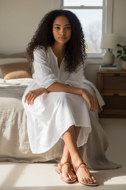 Sandali Artigianali in pelle bassi donna infradito schiava cuoio Capri Positano capresi Evelin