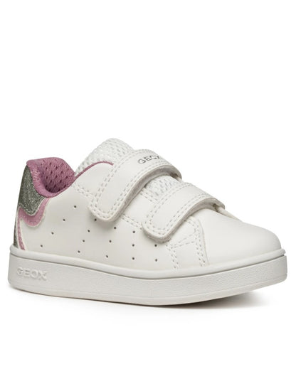 B365MA 0BCKC C0674 - Sneakers - GEOX Scarpe Bambina Bianco/Rosa con Glitter e Strappo