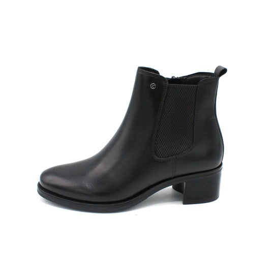 K11381 - Stivaletti - Keys donna in pelle nera con cerniera tonchetti